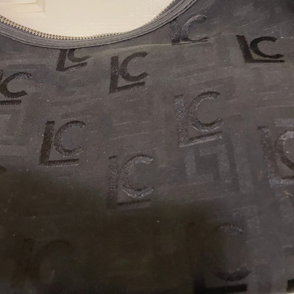 Liz Claiborne Womens Handbag Purse Black Logo Print Medium Silver Detail - Picture 6 of 6